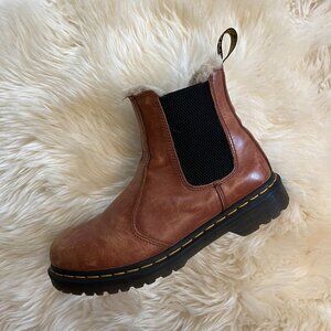 Dr Martens Leonore Women's Faux Fur-Lined Chelsea Boots in Tan, Size 41
